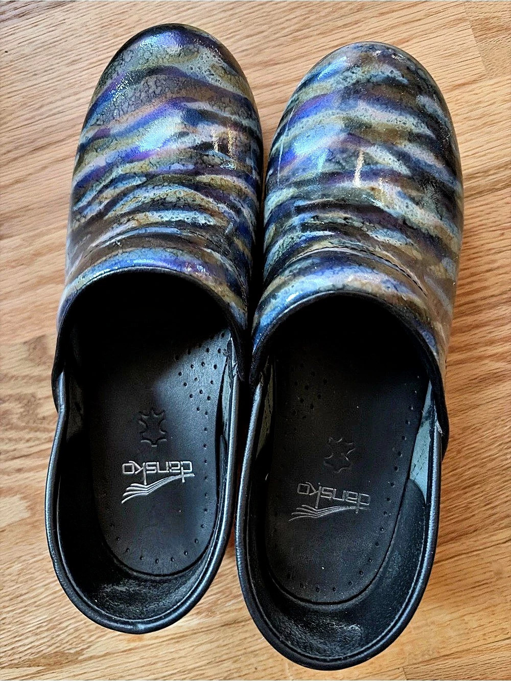 Dansko Professional Clogs Petrol Patent Black & Blue EU 38